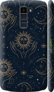 3D пластиковый матовый чехол 'Celestial Harmony: Sun & Moon Gold Mystic Pattern' для LG K10 / K410 изображение 3