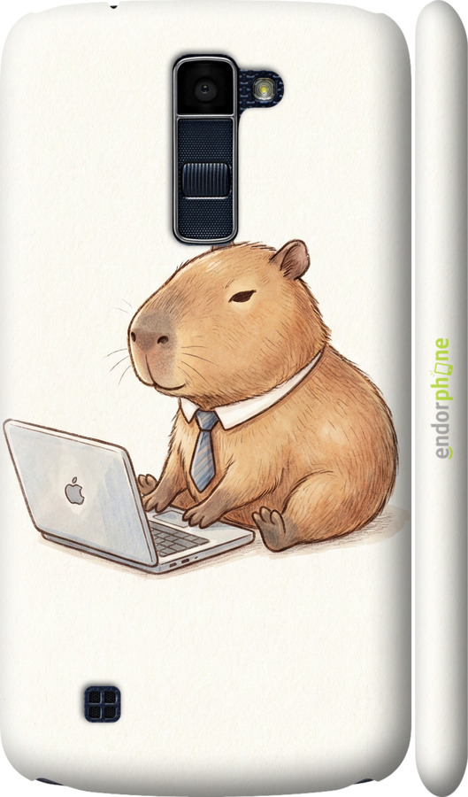 3D пластиковый матовый чехол Funny Capybara CEO Working для LG K10 / K410 - 6777m-349 изображение 