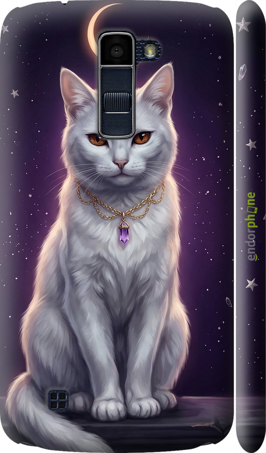 3D пластиковий матовий чехол Mystic White Cat Gothic Dark Purple Gold для LG K10 / K410 - 6805m-349 изображение 