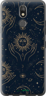 Силіконовий чехол Celestial Harmony: Sun & Moon Gold Mystic Pattern для LG K40 - 6778u-1681 изображение 