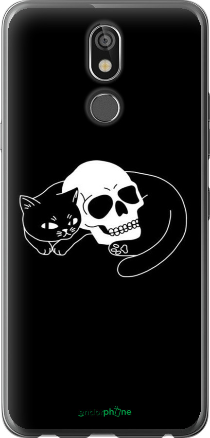 Силіконовий чехол Із зображенням кота та черепа для LG K40 - 6491u-1681 изображение 