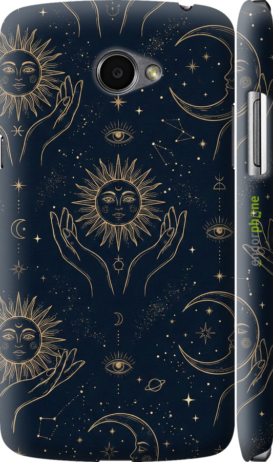 3D пластиковий глянцевий чехол Celestial Harmony: Sun & Moon Gold Mystic Pattern для LG K5 X220 - 6778c-457 изображение 
