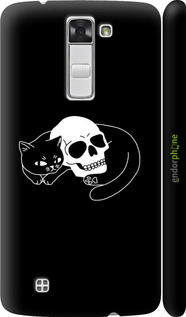 3D пластиковий матовий чехол Із зображенням кота та черепа для LG K8 K350E - 6491m-297 изображение 