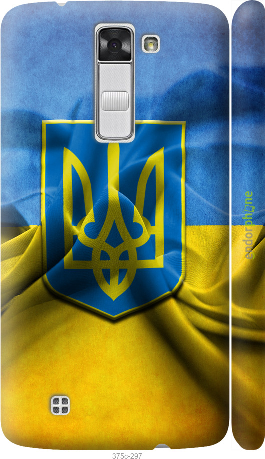 

3D пластиковий матовий чохол "Прапор та герб України" для LG K8 K350E, Блакитний