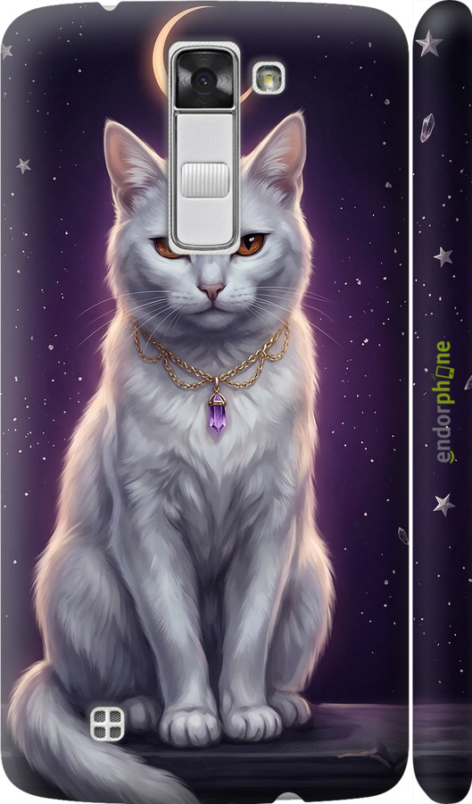 3D пластиковий матовий чехол Mystic White Cat Gothic Dark Purple Gold для LG K8 K350E - 6805m-297 изображение 