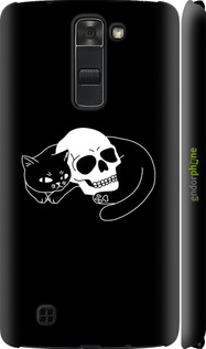 3D пластиковый матовый чехол С изображением кота и черепа для LG K7 - 6491m-451 изображение 