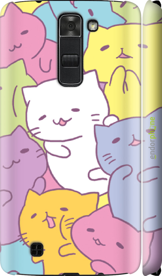 

3D пластиковий матовий чохол "Кошенята " для LG K7, Білий