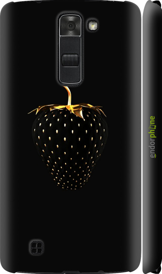 

3D пластиковий матовий чохол "Чорна полуниця" для LG K7, Чорний