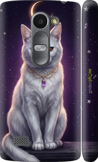 3D пластиковый матовый чехол Mystic White Cat Gothic Dark Purple Gold для LG Leon H324 - 6805m-403 изображение 