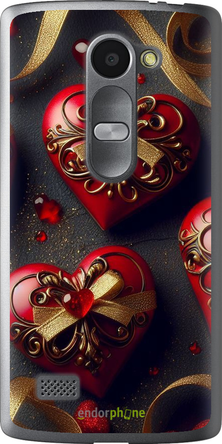Силиконовый чехол Сердечки v4 для LG Leon H324 - 5834u-403 изображение 