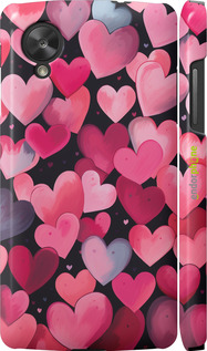 3D пластиковый глянцевый чехол Сердечки 4 для LG Nexus 5 - 5662c-57 изображение 