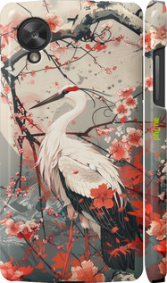 3D пластиковий глянцевий чехол Лелека у цвіту сакури для LG Nexus 5 - 6109c-57 изображение 