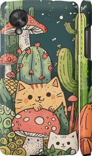 3D пластиковый глянцевый чехол Коты грибы для LG Nexus 5 - 6321c-57 изображение 