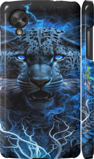 3D пластиковый глянцевый чехол Ледяной леопард для LG Nexus 5 - 6460c-57 изображение 
