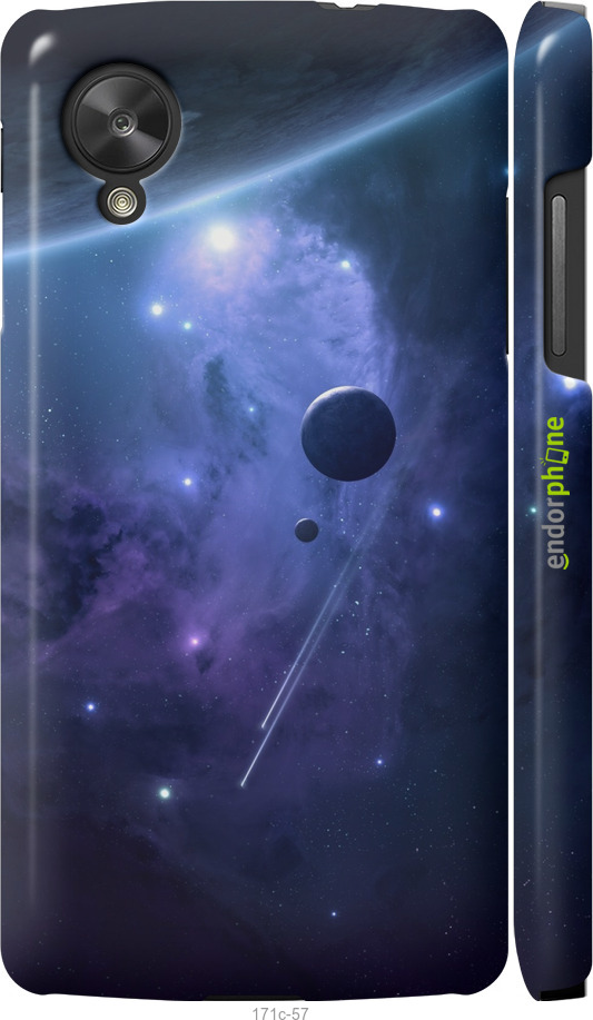 3D пластиковий глянцевий чехол Планети в синьому космосі для LG Nexus 5 - 171c-57 изображение 