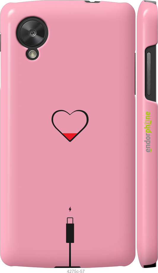 3D пластиковий глянцевий чехол Підзарядка серця1 для LG Nexus 5 - 4275c-57 изображение 