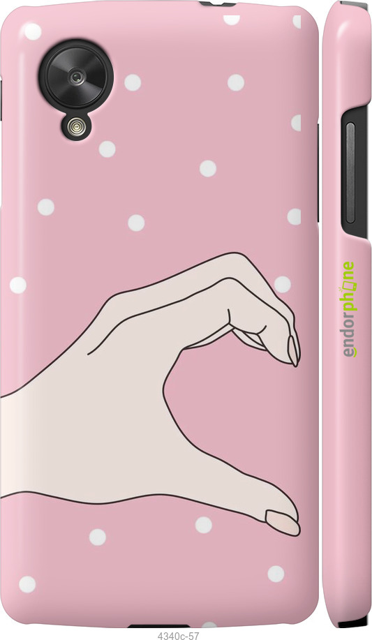3D пластиковый глянцевый чехол Половинка сердца для LG Nexus 5 - 4340c-57 изображение 