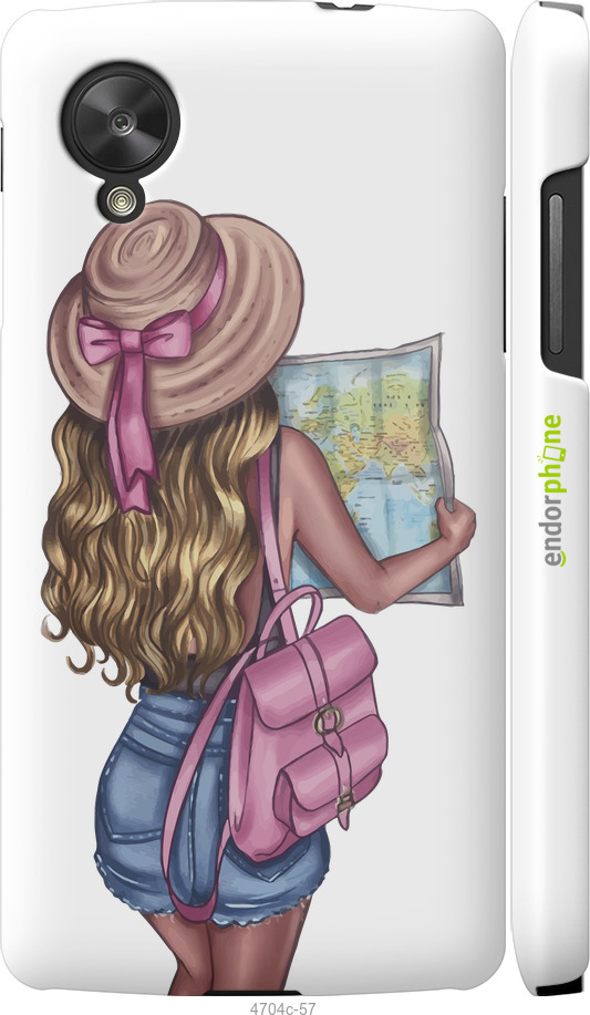 3D пластиковий глянцевий чехол Дівчина з картою для LG Nexus 5 - 4704c-57 изображение 