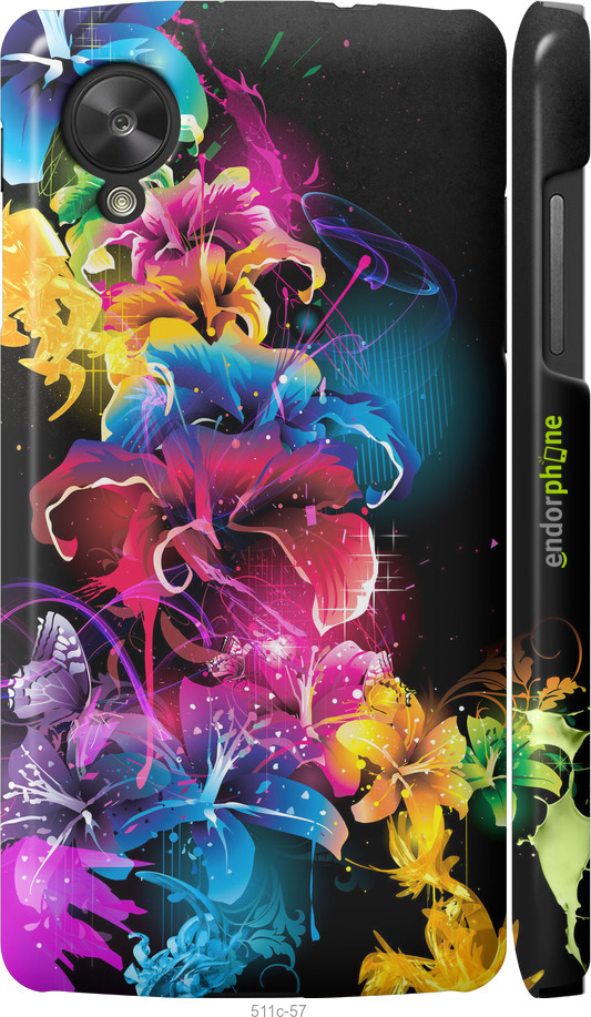 3D пластиковий глянцевий чехол Абстрактні квіти для LG Nexus 5 - 511c-57 изображение 