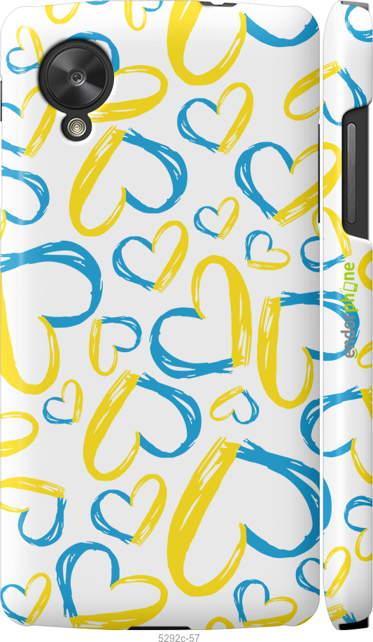 3D пластиковий глянцевий чехол Серця UA  для LG Nexus 5 - 5292c-57 изображение 