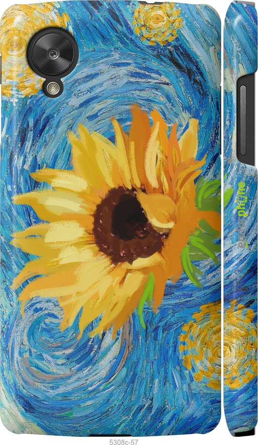 3D пластиковий глянцевий чехол Квіти жовто-блакитні  для LG Nexus 5 - 5308c-57 изображение 