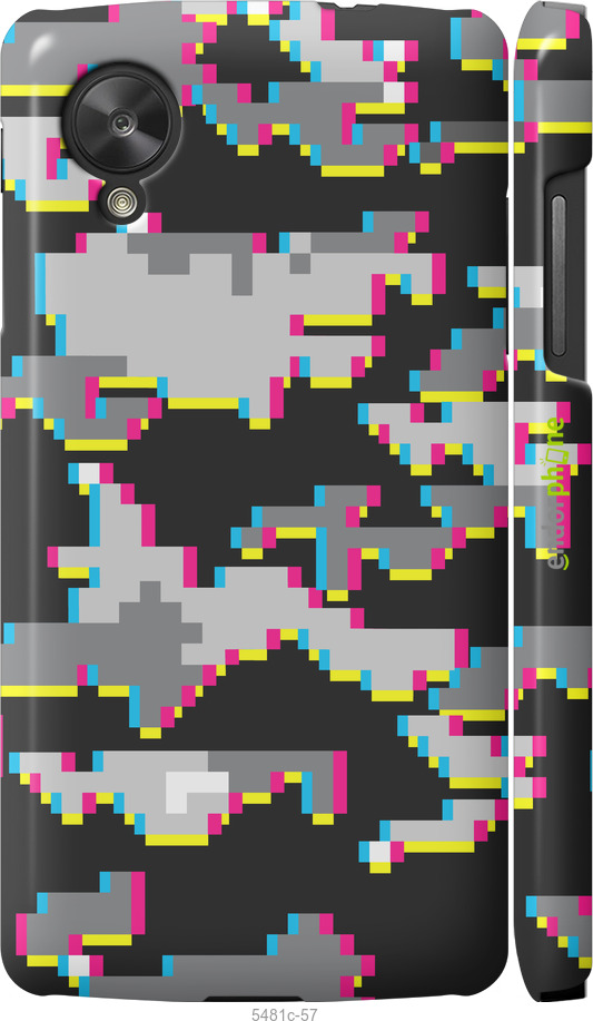 3D пластиковый глянцевый чехол Пиксельный камуфляж для LG Nexus 5 - 5481c-57 изображение 