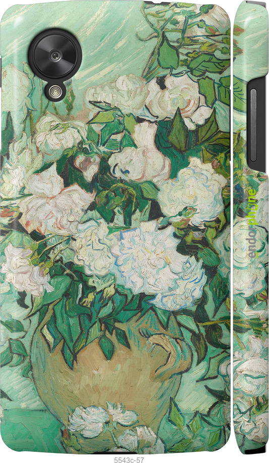 3D пластиковий глянцевий чехол Вінсент Ван Гог. Ваза з трояндами для LG Nexus 5 - 5543c-57 изображение 
