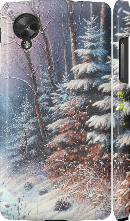3D пластиковий глянцевий чехол Зимовий пейзаж для LG Nexus 5 - 5814c-57 изображение 