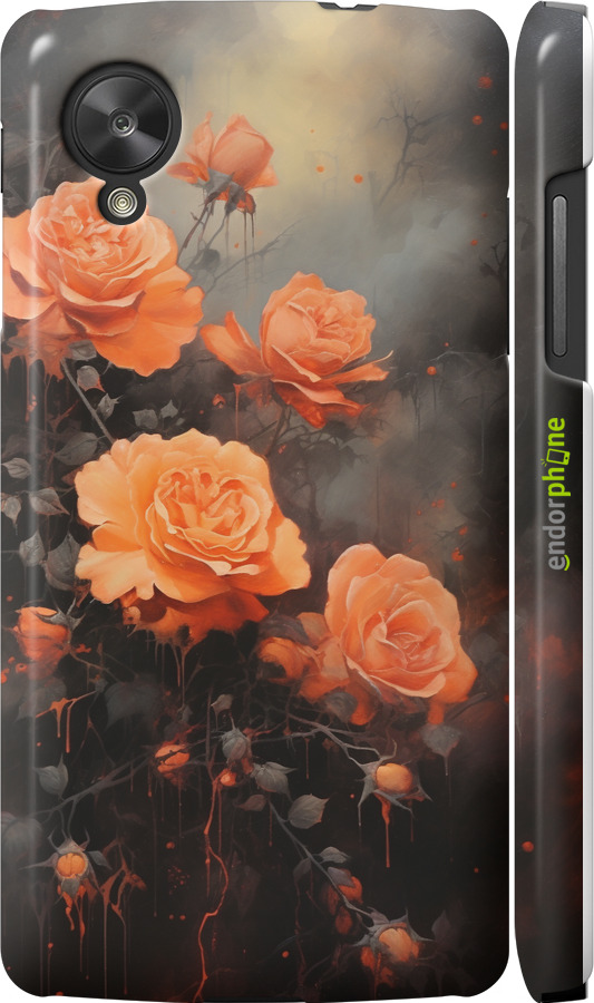 3D пластиковий глянцевий чехол Оранжеві троянди для LG Nexus 5 - 5944c-57 изображение 