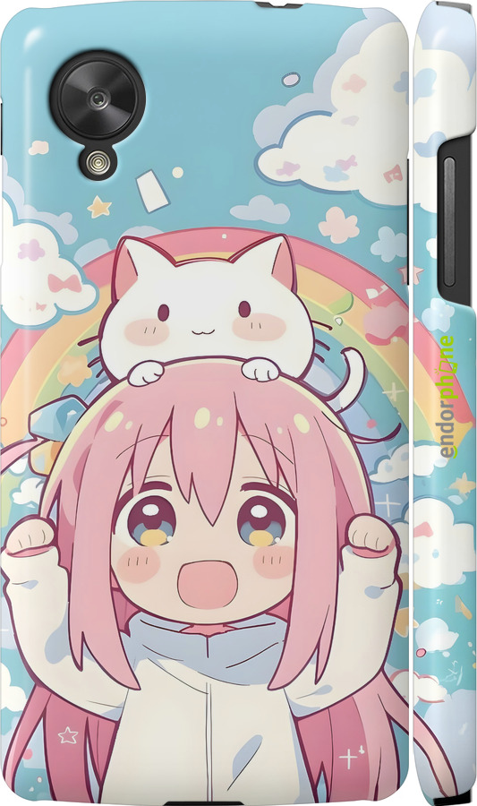 3D пластиковий глянцевий чехол Девочка аниме радуга для LG Nexus 5 - 6304c-57 изображение 