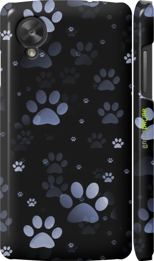 3D пластиковий глянцевий чехол З синіми відбитками лап для LG Nexus 5 - 6441c-57 изображение 