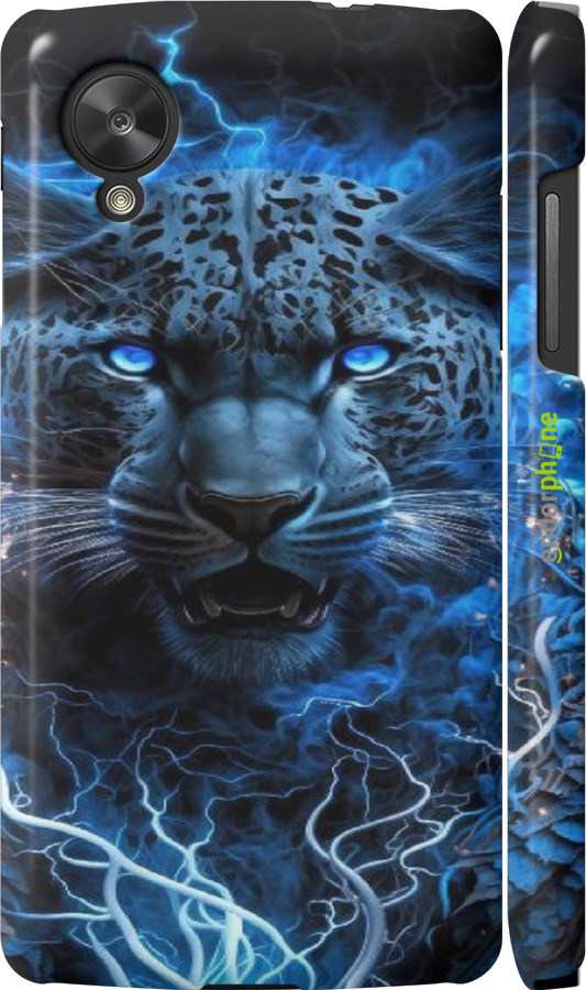 3D пластиковый глянцевый чехол Ледяной леопард для LG Nexus 5 - 6460c-57 изображение 