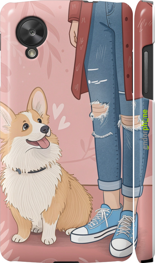 3D пластиковий глянцевий чехол Корги 3 для LG Nexus 5 - 6707c-57 изображение 