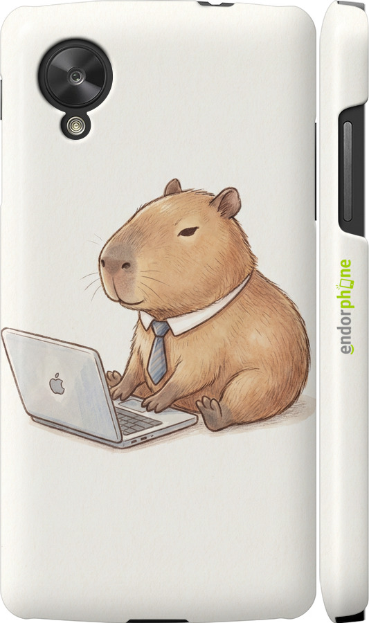3D пластиковий глянцевий чехол Funny Capybara CEO Working для LG Nexus 5 - 6777c-57 изображение 
