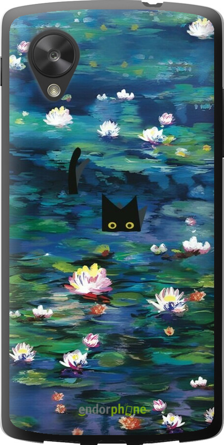 Силиконовый чехол Чехол с изображением водяных лилий Моне и кошек для LG Nexus 5 - 6399u-57 изображение 