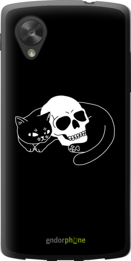 Силіконовий чехол Із зображенням кота та черепа для LG Nexus 5 - 6491u-57 изображение 