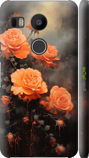 3D пластиковий глянцевий чехол Оранжеві троянди для LG Nexus 5X H791 - 5944c-150 изображение 