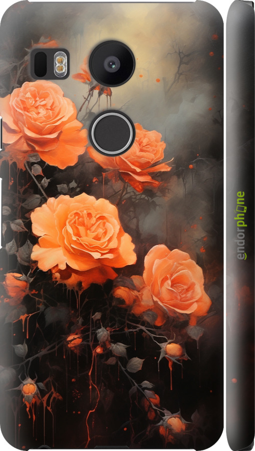 3D пластиковий глянцевий чехол Оранжеві троянди для LG Nexus 5X H791 - 5944c-150 изображение 