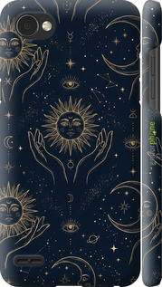 3D пластиковий матовий чохол 'Celestial Harmony: Sun & Moon Gold Mystic Pattern' для LG Q6 зображення 3