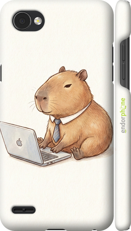3D пластиковый матовый чехол Funny Capybara CEO Working для LG Q6 - 6777m-1094 изображение 