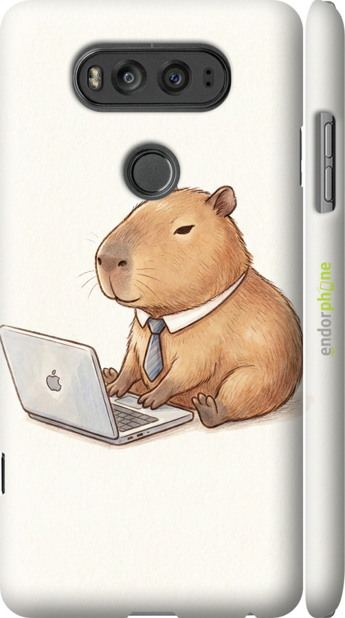 3D пластиковый матовый чехол Funny Capybara CEO Working для LG V20 - 6777m-787 изображение 