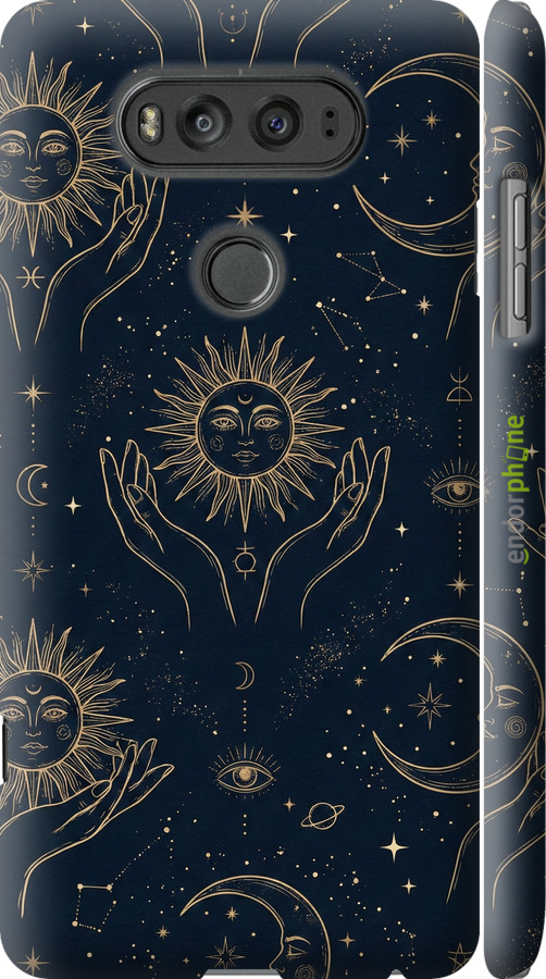 3D пластиковий матовий чехол Celestial Harmony: Sun & Moon Gold Mystic Pattern для LG V20 - 6778m-787 изображение 