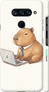 3D пластиковый матовый чехол Funny Capybara CEO Working для LG V40 ThinQ - 6777m-1577 изображение 