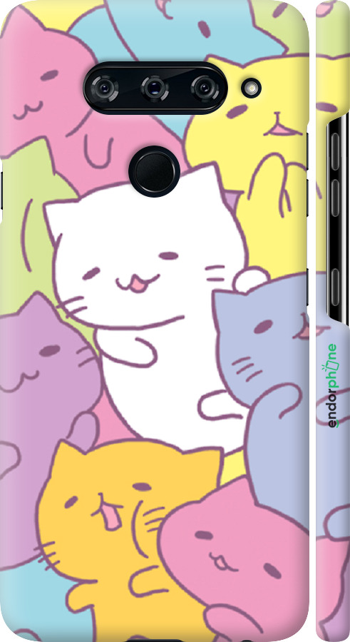

3D пластиковий матовий чохол "Кошенята " для LG V40 ThinQ, Білий