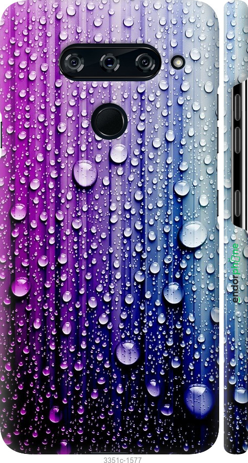 

3D пластиковий матовий чохол "Краплини води" для LG V40 ThinQ, Синій