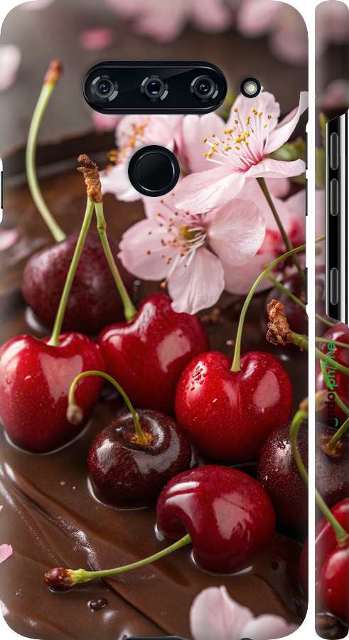3D пластиковый матовый чехол Вишня в шоколаде для LG V40 ThinQ - 6698m-1577 изображение 