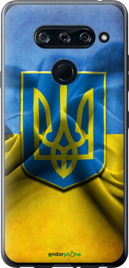 

2D пластиковий чохол "Прапор та герб України" для LG V40 ThinQ, Блакитний
