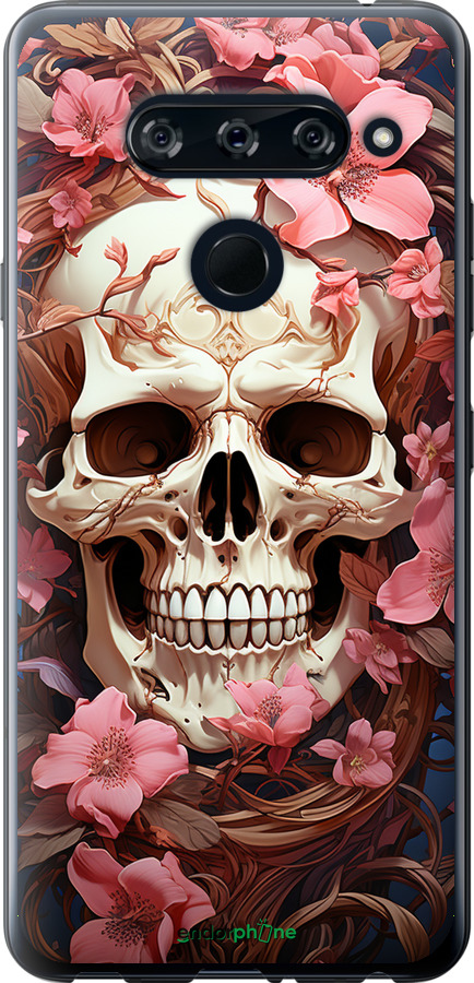 2D пластиковий чехол Череп у рожевих квітах для LG V40 ThinQ - 5965t-1577 изображение 