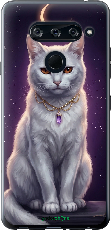 2D пластиковый чехол Mystic White Cat Gothic Dark Purple Gold для LG V40 ThinQ - 6805t-1577 изображение 
