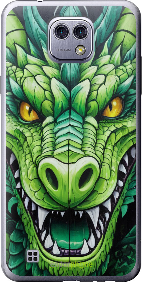 Силиконовый чехол Зелёный дракон для LG X Cam K580 - 5816u-1028 изображение 